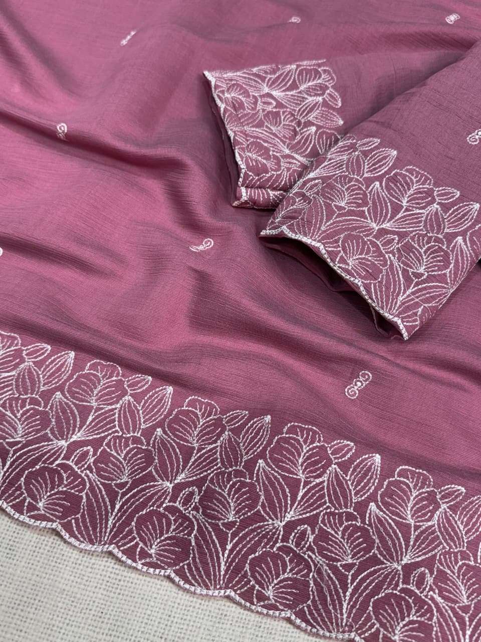 Smriti coral chiffon fancy fabric saree reseller in surat